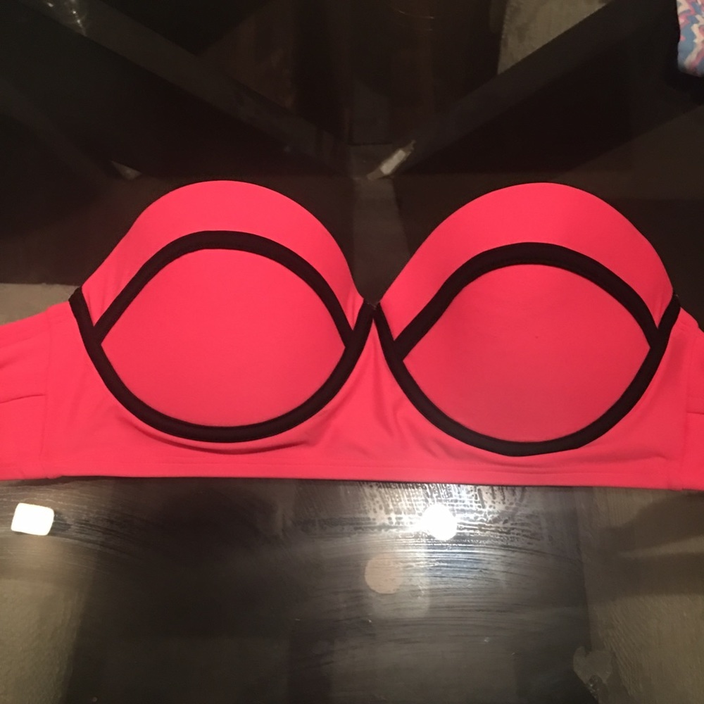 Color block coral  bikini top! Never worn